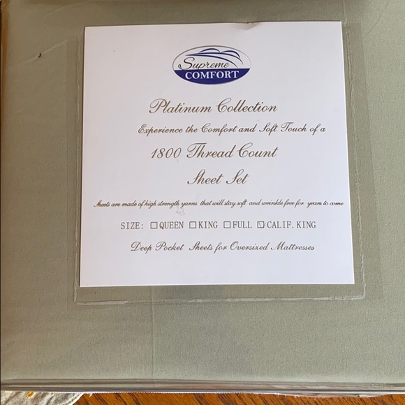 supreme comfort Other - Brand new , never opened ! Sage green calif. king